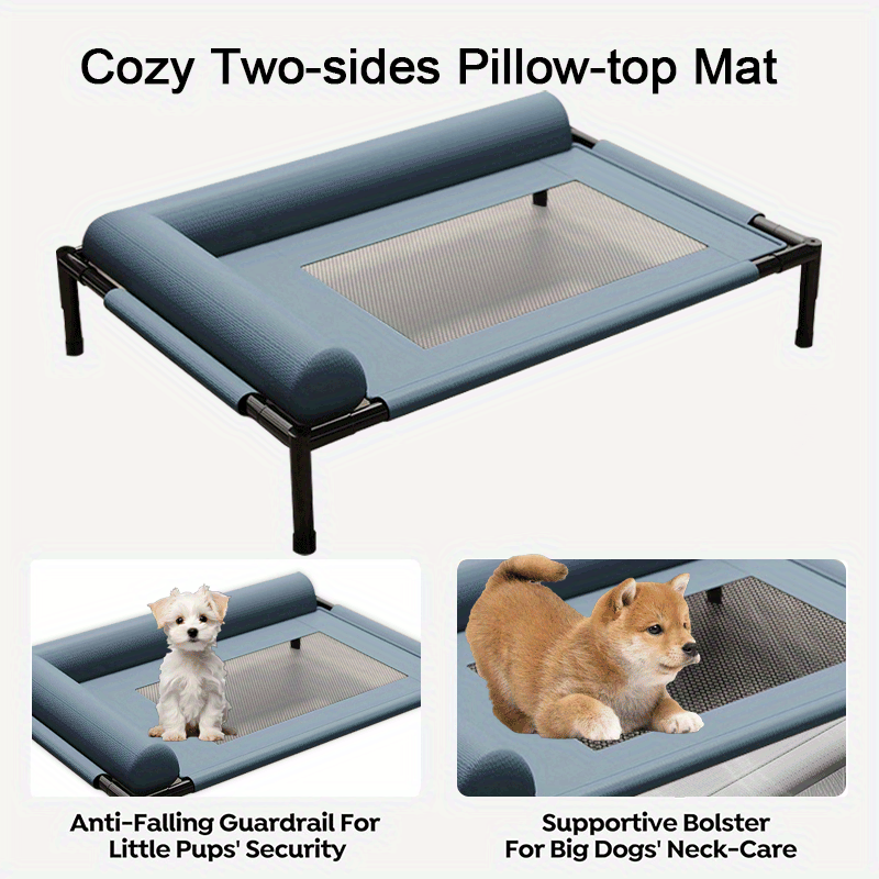 Cooling Raised Dog Bed with Pillow Support
