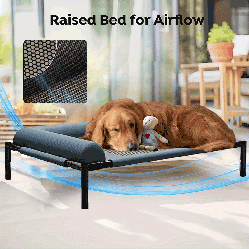 Cooling Raised Dog Bed with Pillow Support